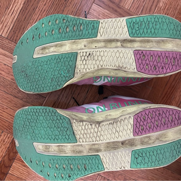 On Running Women's Pink and Yellow Cloudsurfer Next Running Shoes - Picture 3 of 8